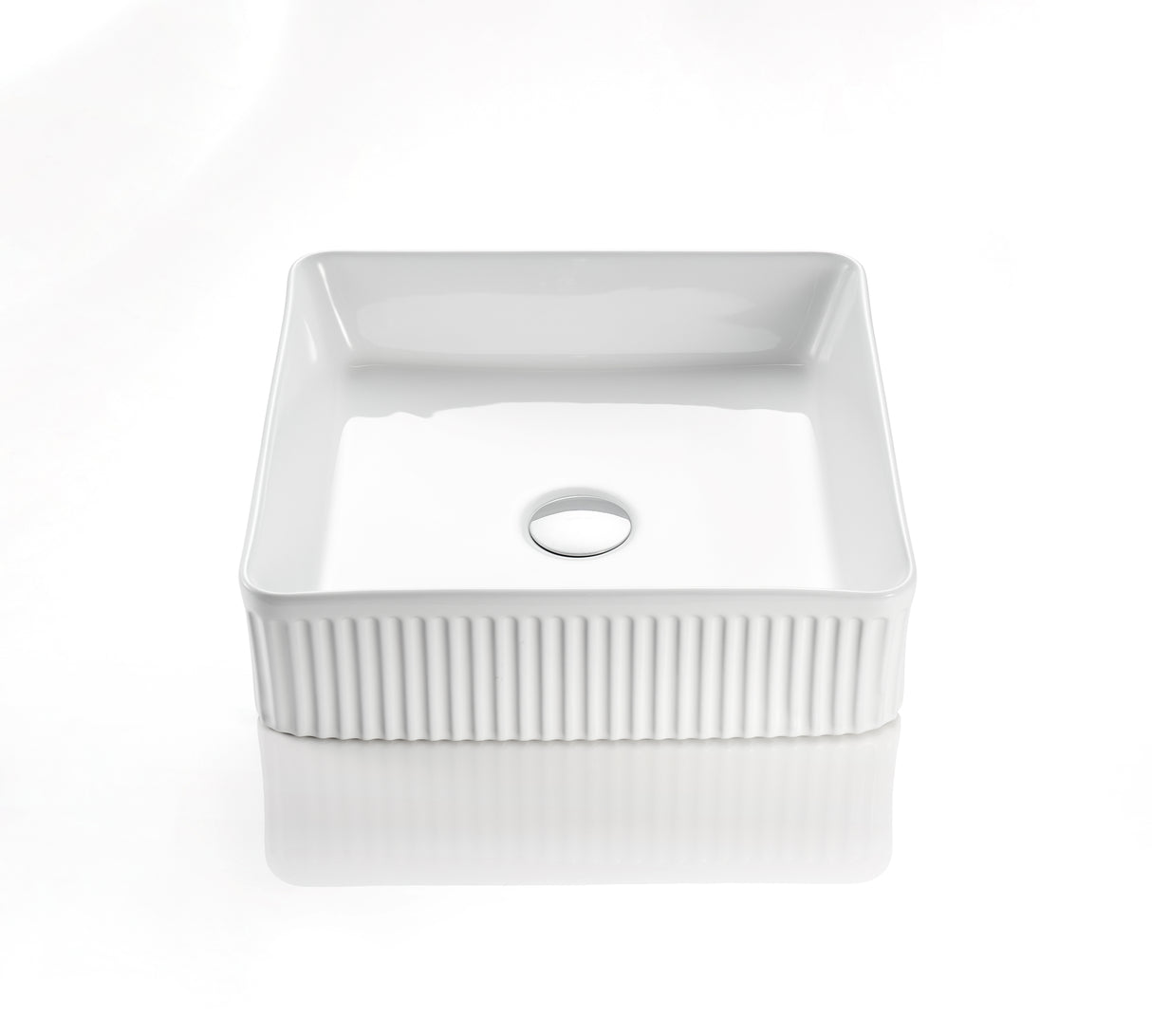 CA415SQ Above Counter Cascade Fluted Square Art Basin(Square: 435*435*150mm)