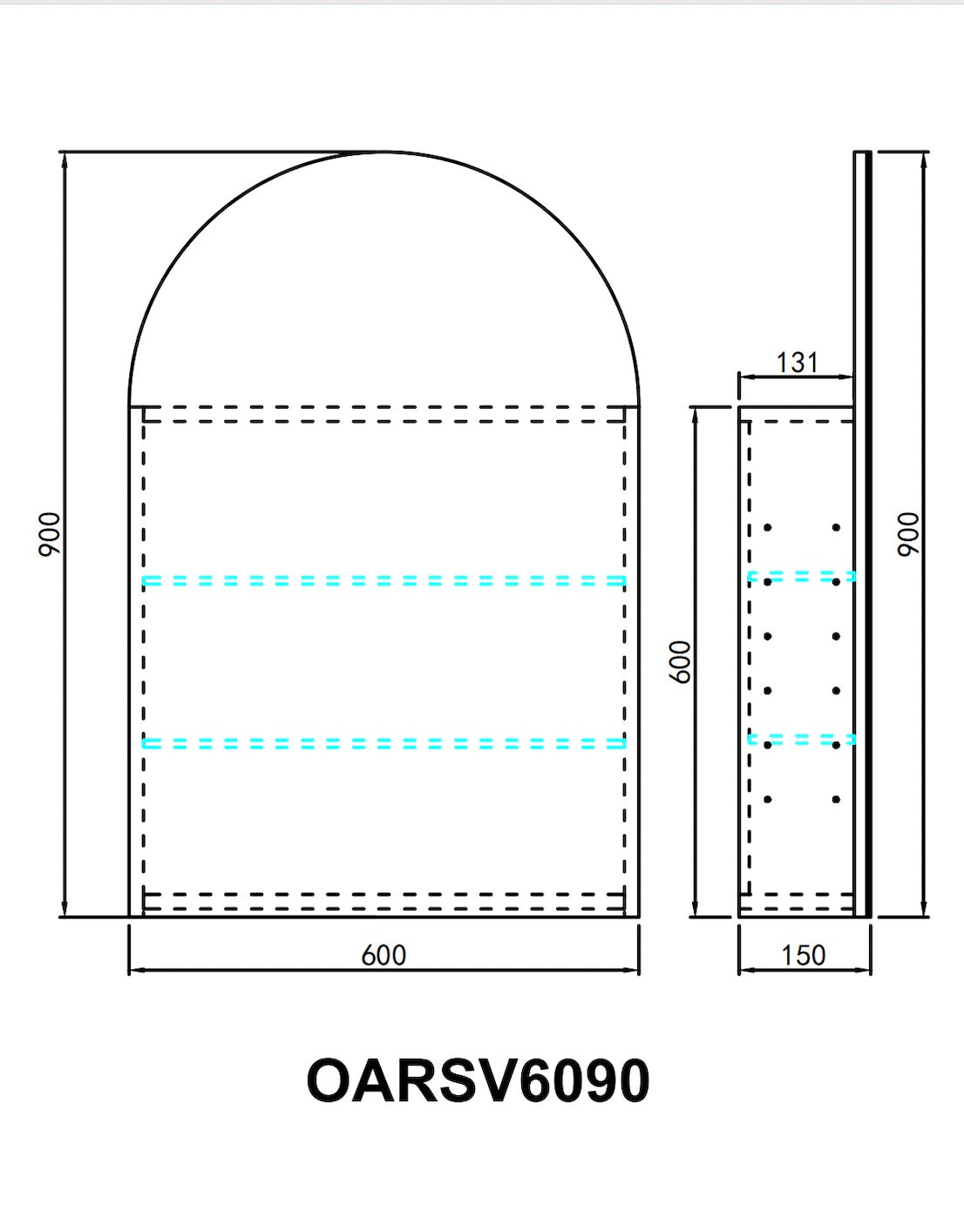 Olivia LED Mirror Cabinet OARSV6090MW-LED — detail 4