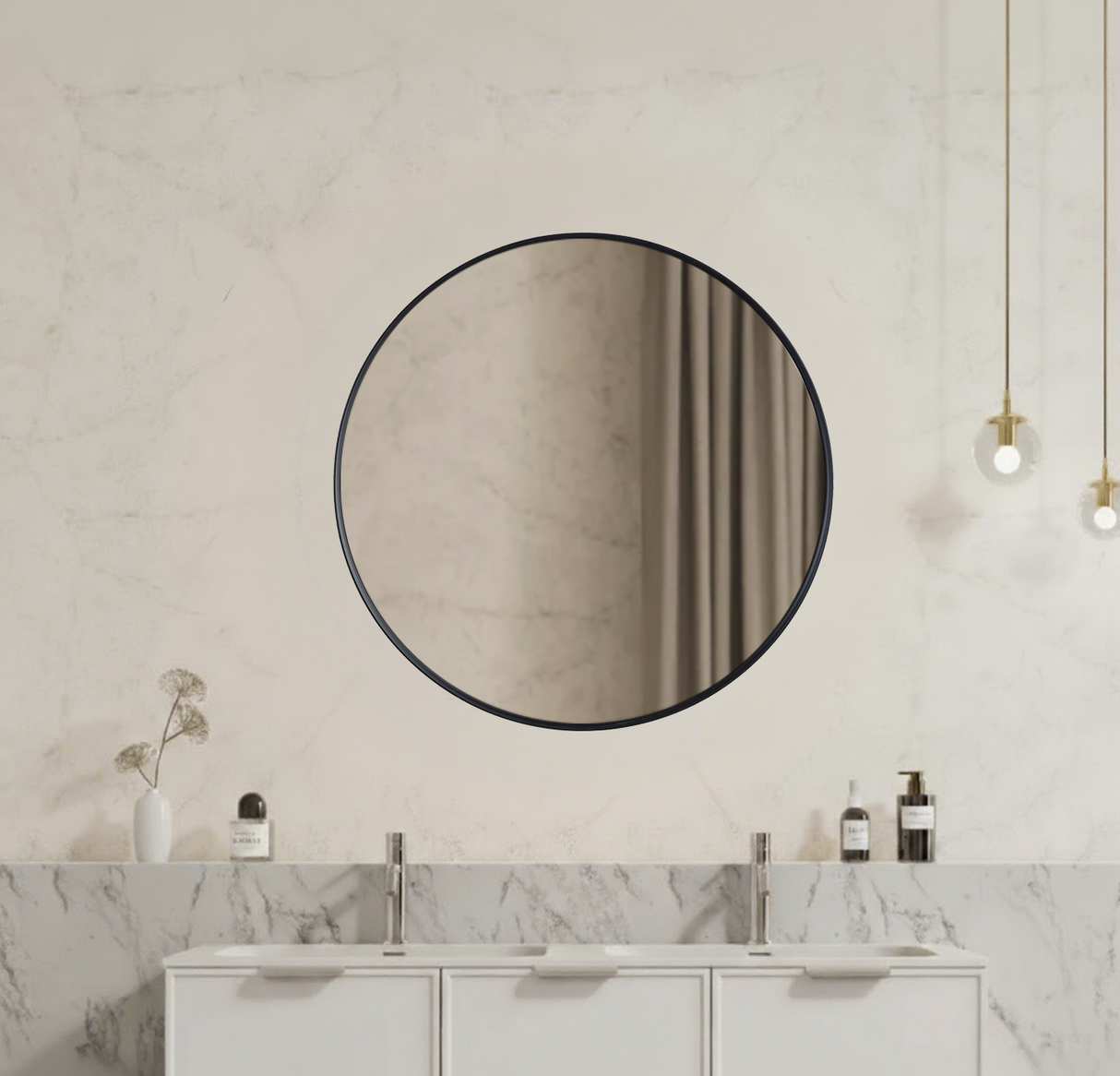 Vetra Aluminum Framed Mirror 5mm Copper Free with Safety Film 600/700/800 VRFM600/700/800-MB/BG/BN/GM — detail 3