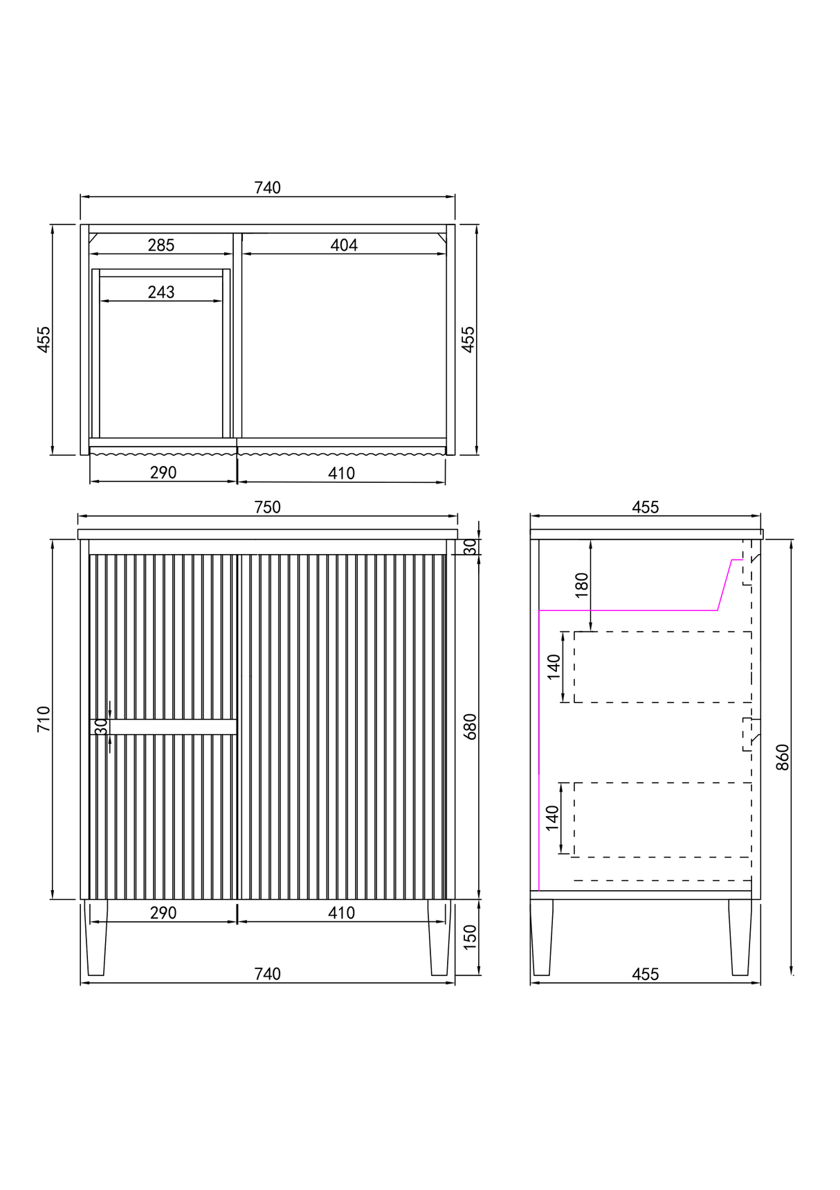 Brighton Free-Standing PVC Vanity CB74LL — detail 2