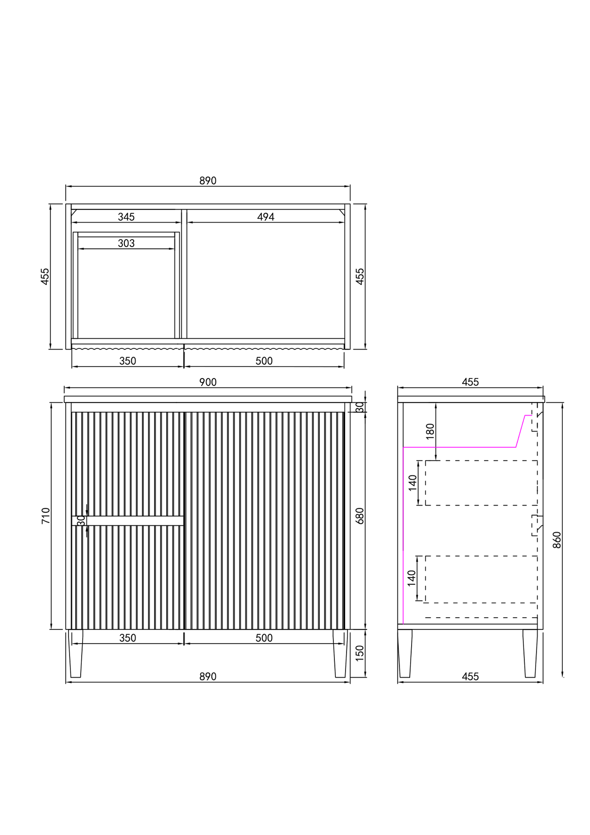 Brighton Free-Standing PVC Vanity CB94LL — detail 2