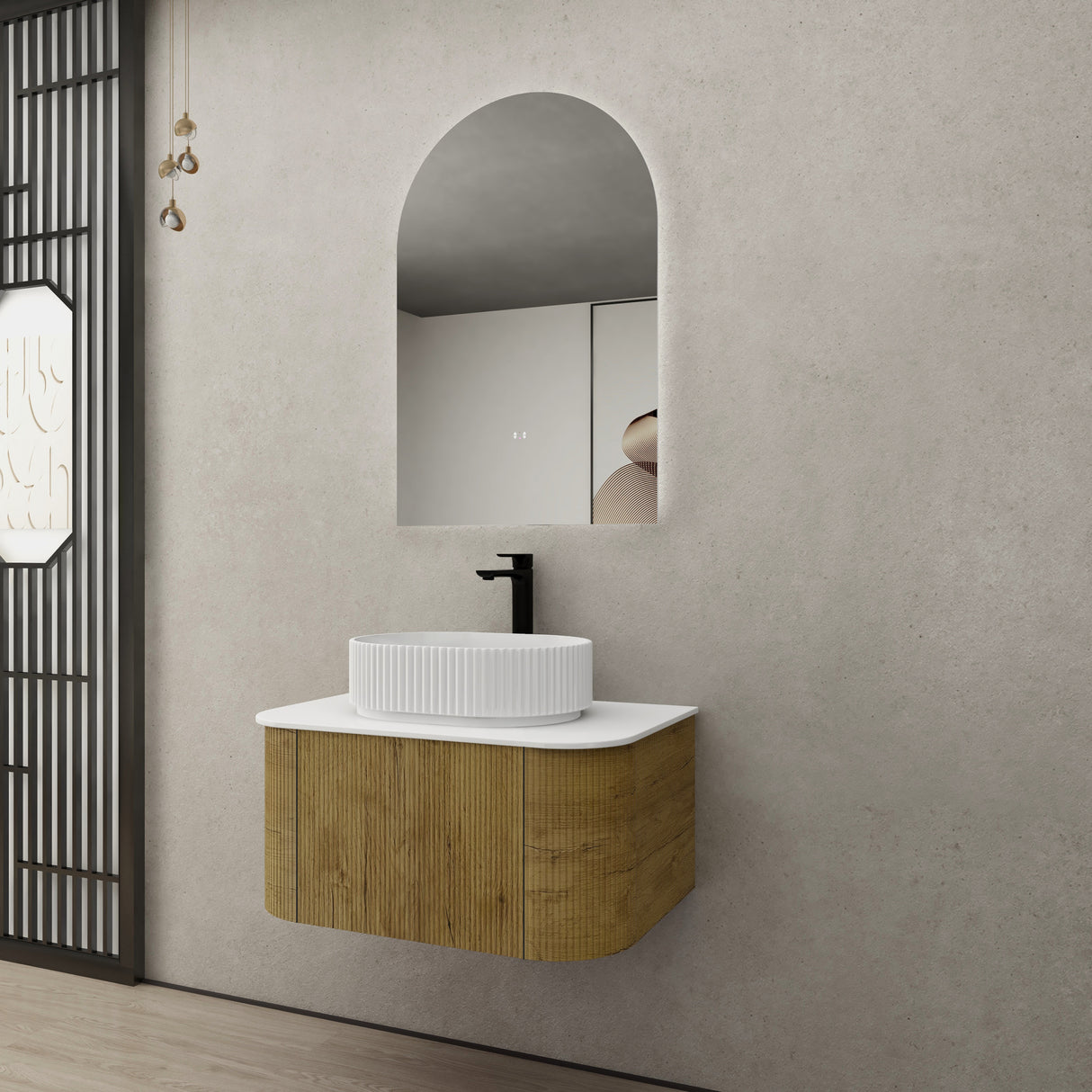 Bronte Wall-Hung PVC Curved Vanity KC75W — detail 3