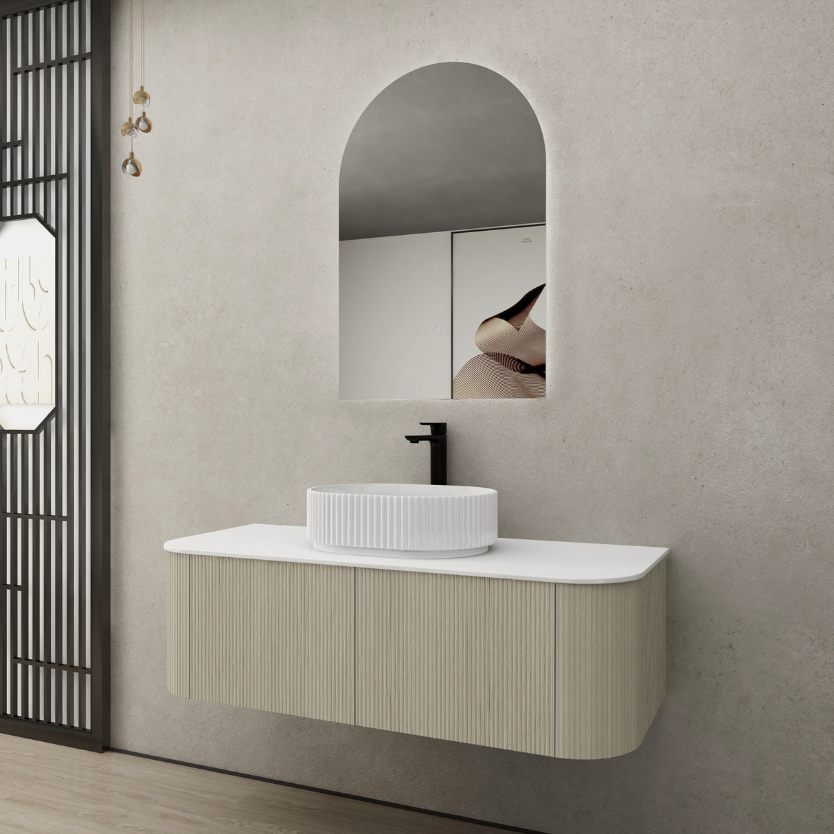 Bronte Wall-Hung PVC Curved Vanity KC125W — detail 3