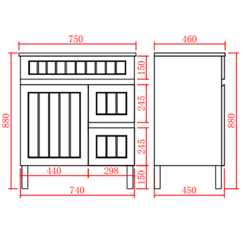 Acacia Free-Standing PVC Vanity AC74RL-MB — detail 3