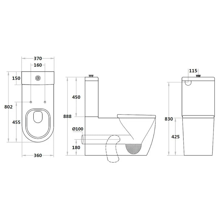 Calia Disable Rimless Toilet Suite Dual Flush 805*375*890mm V800 — detail 2