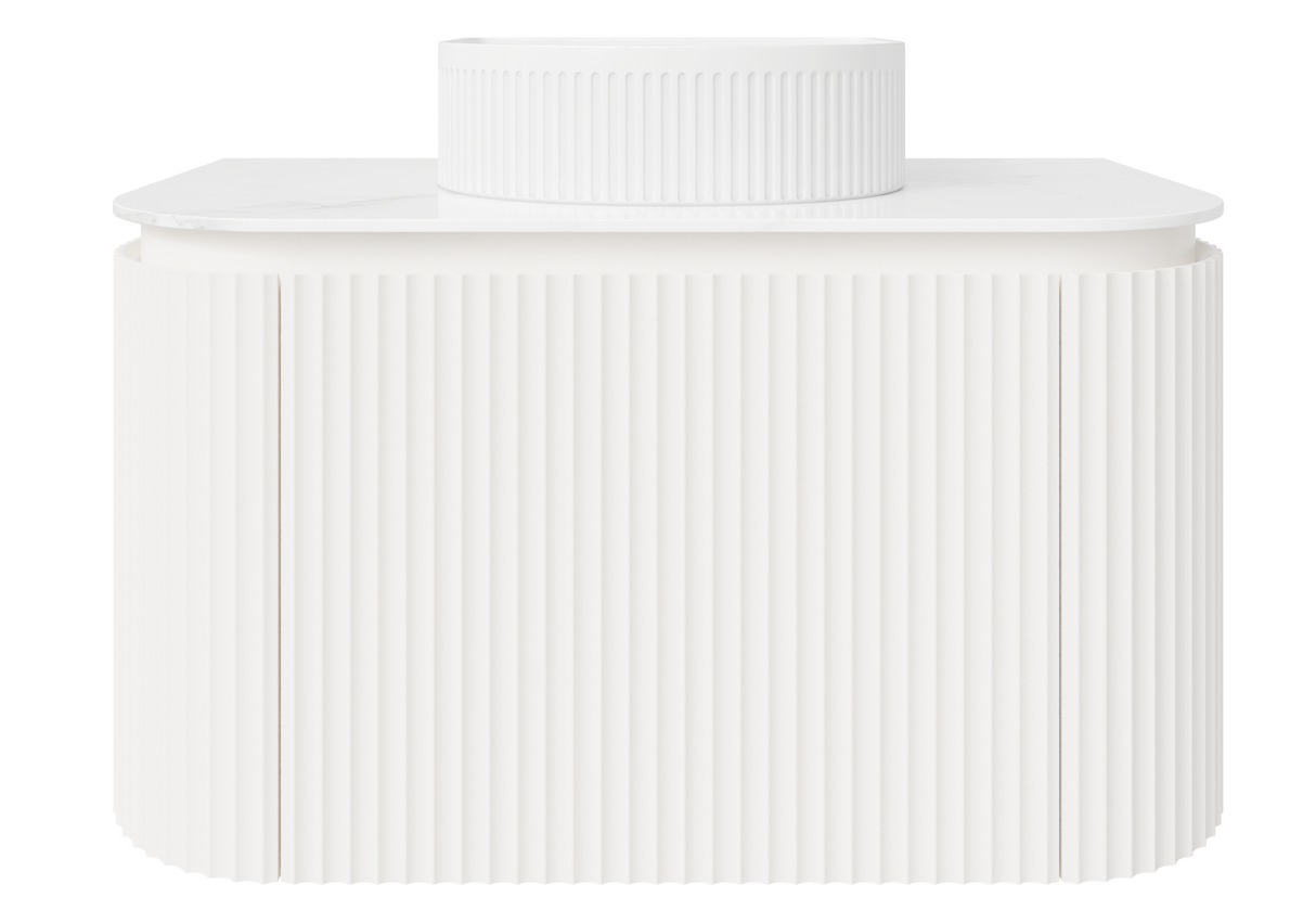 VITO NOOSA Fluted Curved Vanity with Side Drawers 890*493*470mm (NOS900W-MW) — detail 4