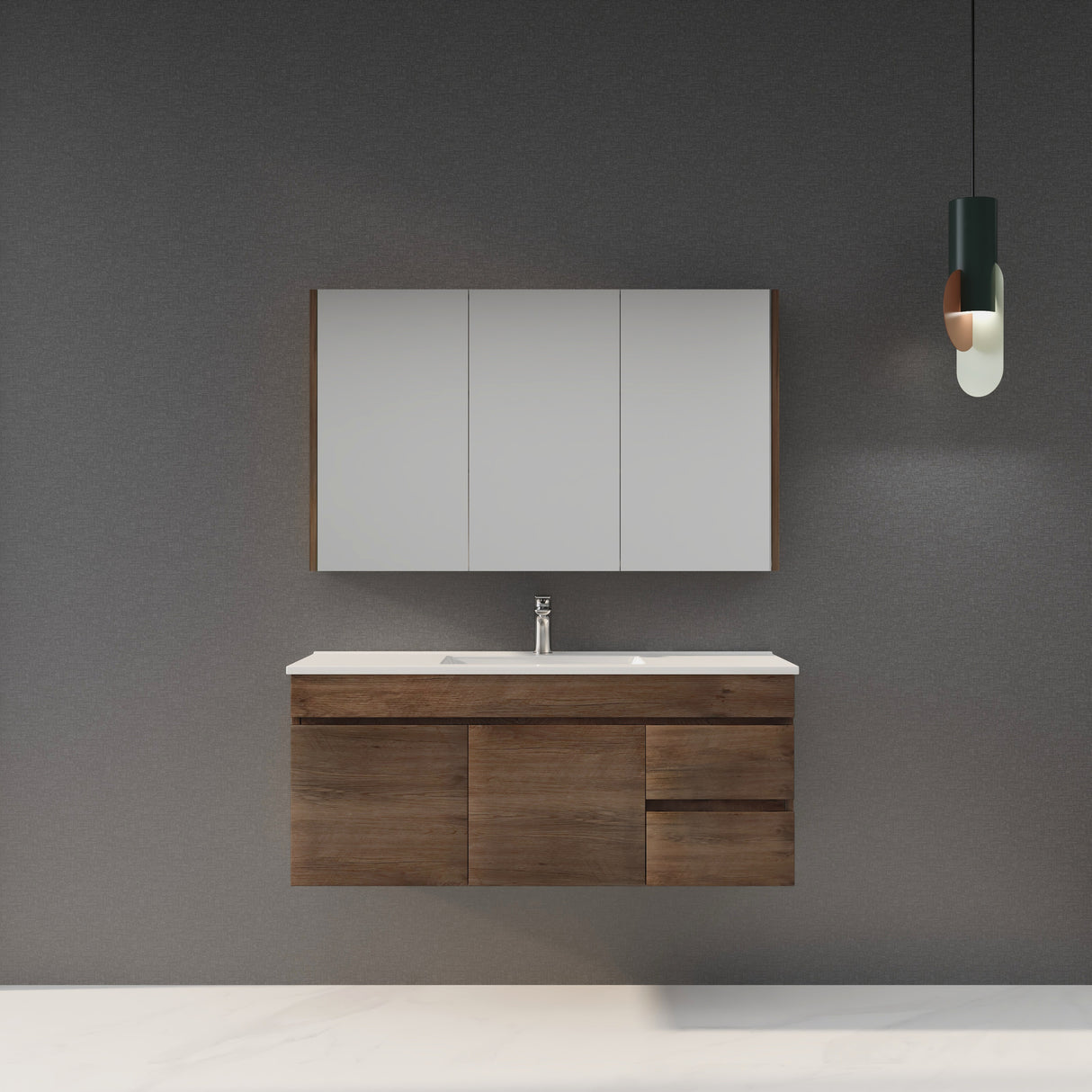 Berge Wall-Hung Wood Grain MDF Vanity B124RW-DO