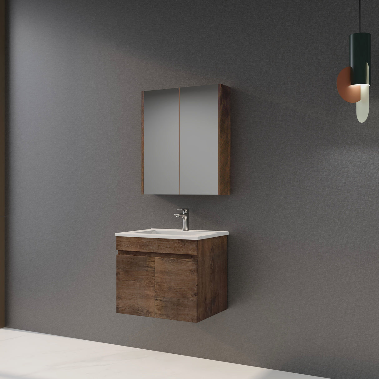 Berge Wall-Hung Wood Grain MDF Vanity B64W-DO — detail 2