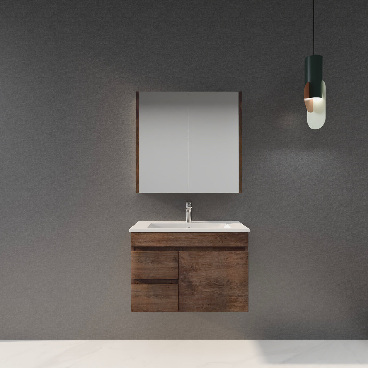 Berge Wall-Hung Wood Grain MDF Vanity B74LW-DO