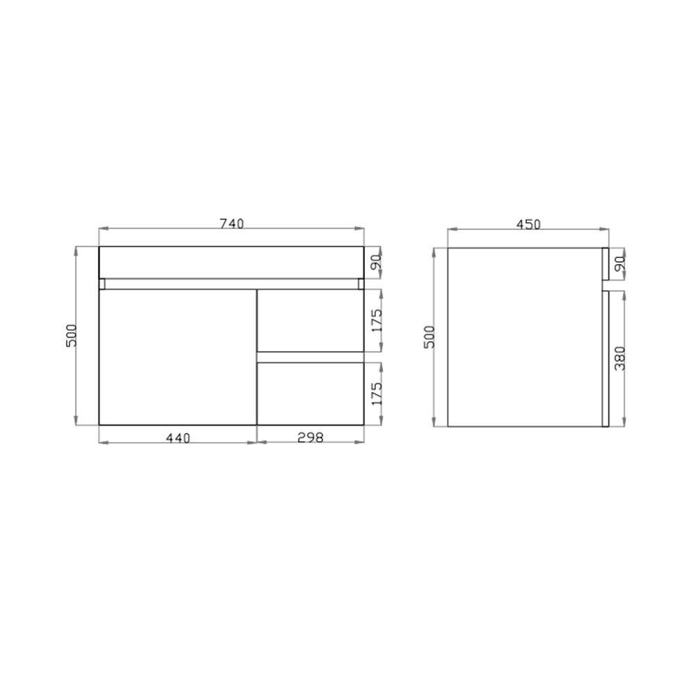 Berge Wall-Hung Wood Grain MDF Vanity B74RW-DO — detail 4