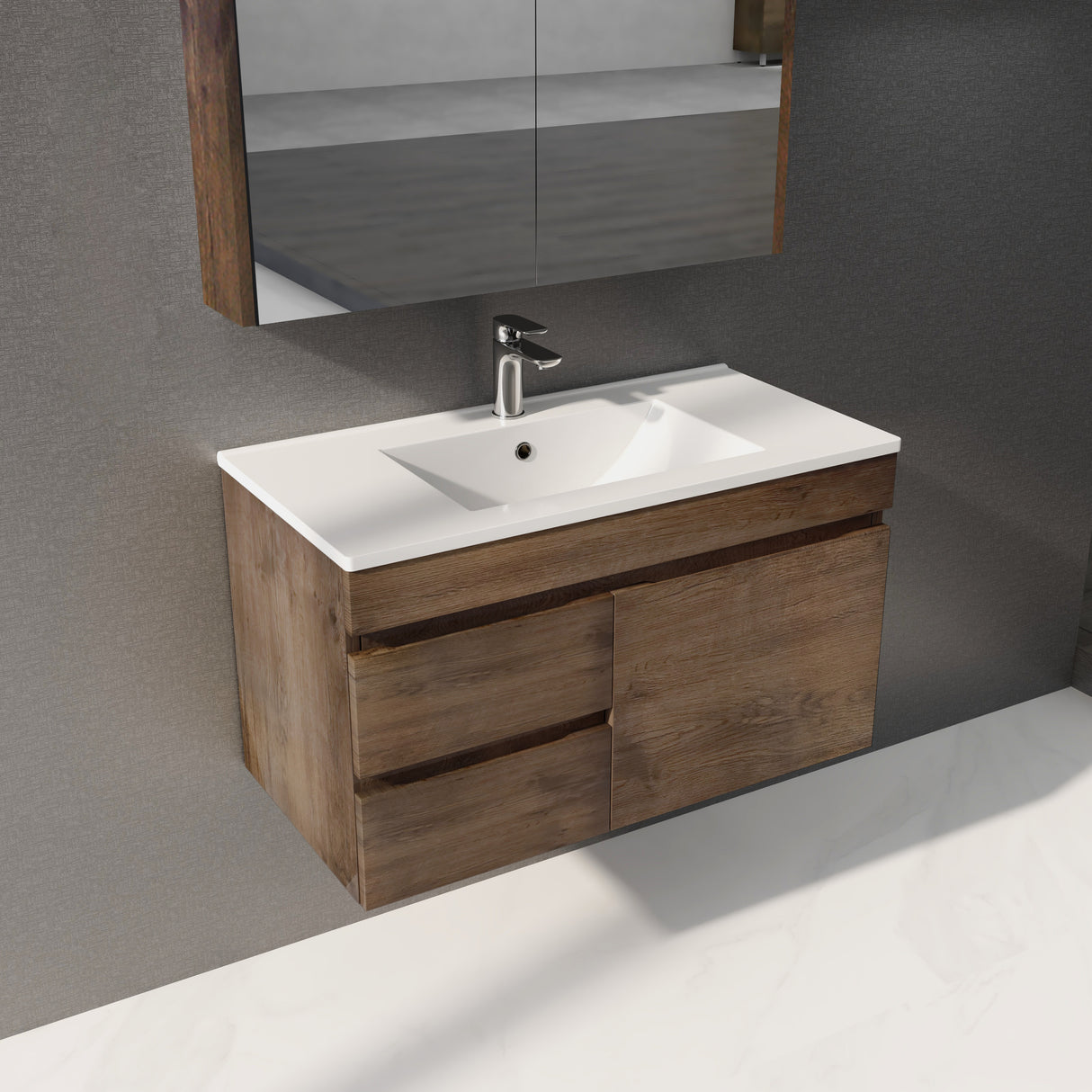Berge Wall-Hung Wood Grain MDF Vanity B94LW-DO — detail 3