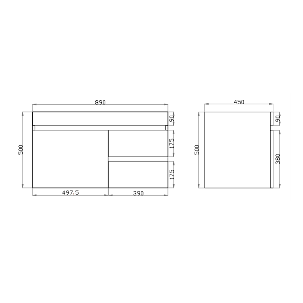 Berge Wall-Hung Wood Grain MDF Vanity B94RW-DO — detail 4
