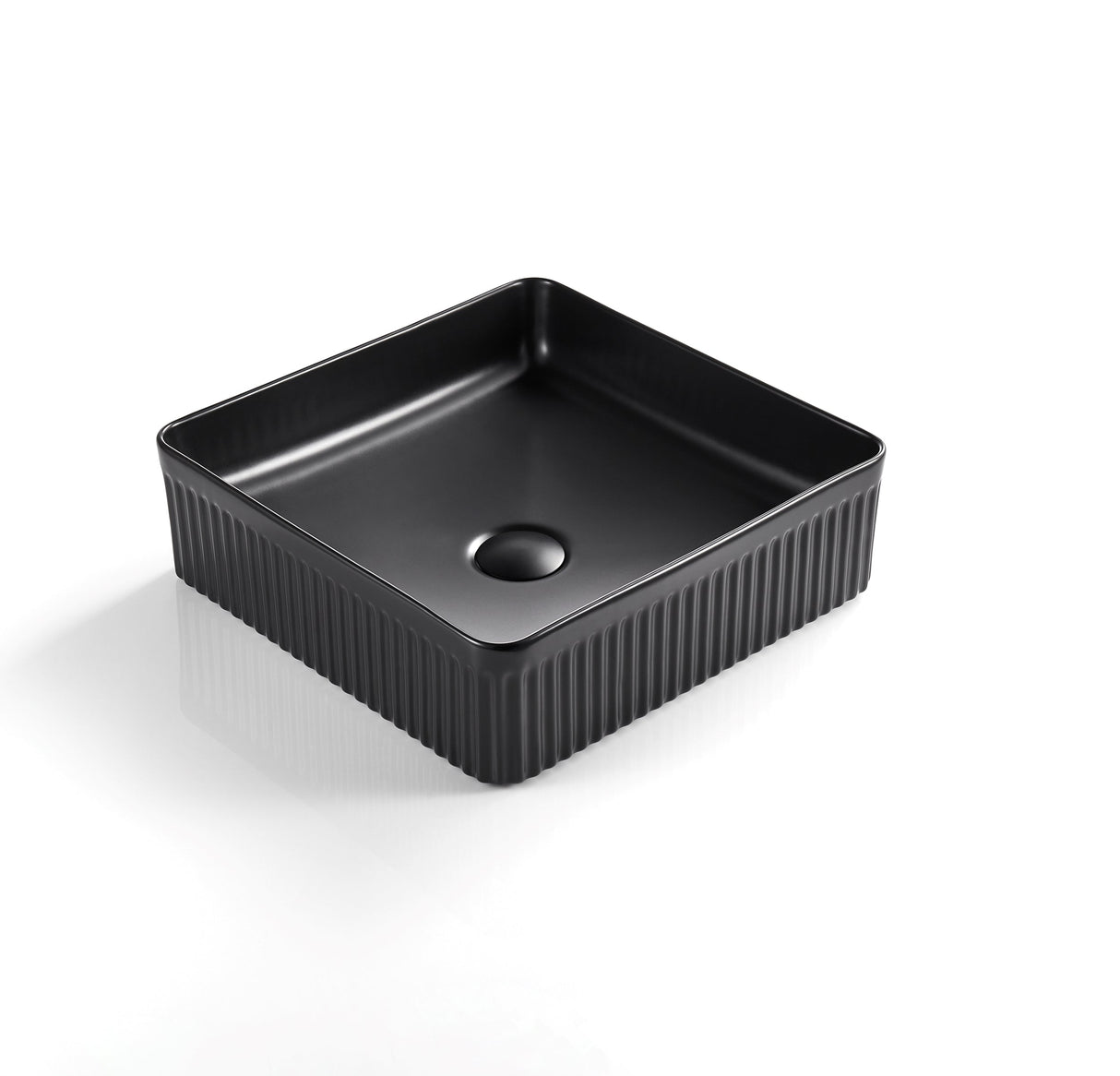 VITO Athena Fluted Square Premium Ceramic Above-Counter Basin400*400*130mm ATH4040SQ-GW/MB — detail 6