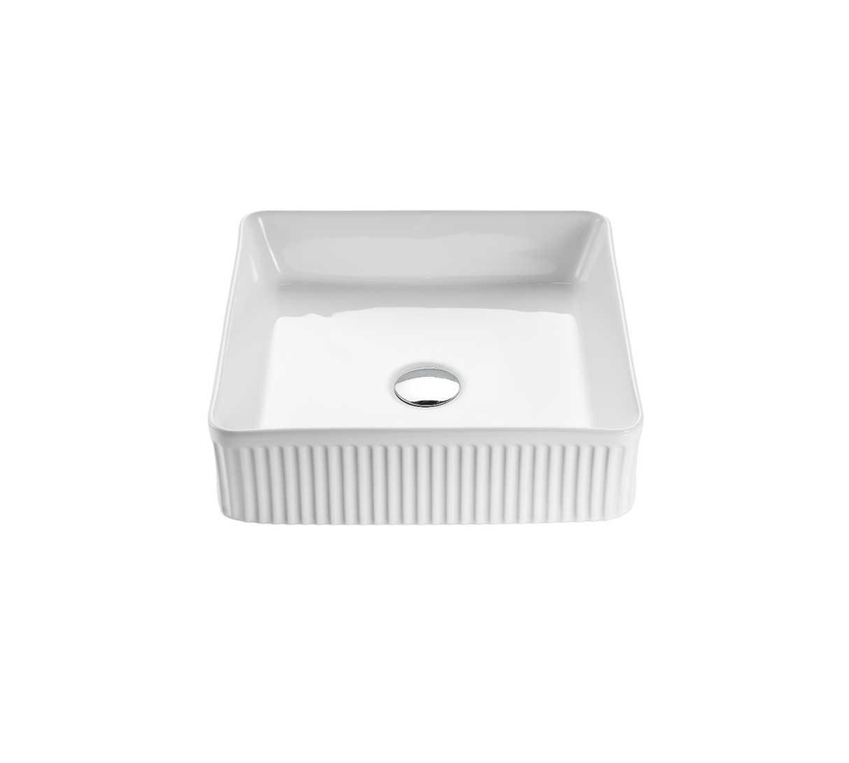 VITO Athena Fluted Square Premium Ceramic Above-Counter Basin400*400*130mm ATH4040SQ-GW/MB — detail 2