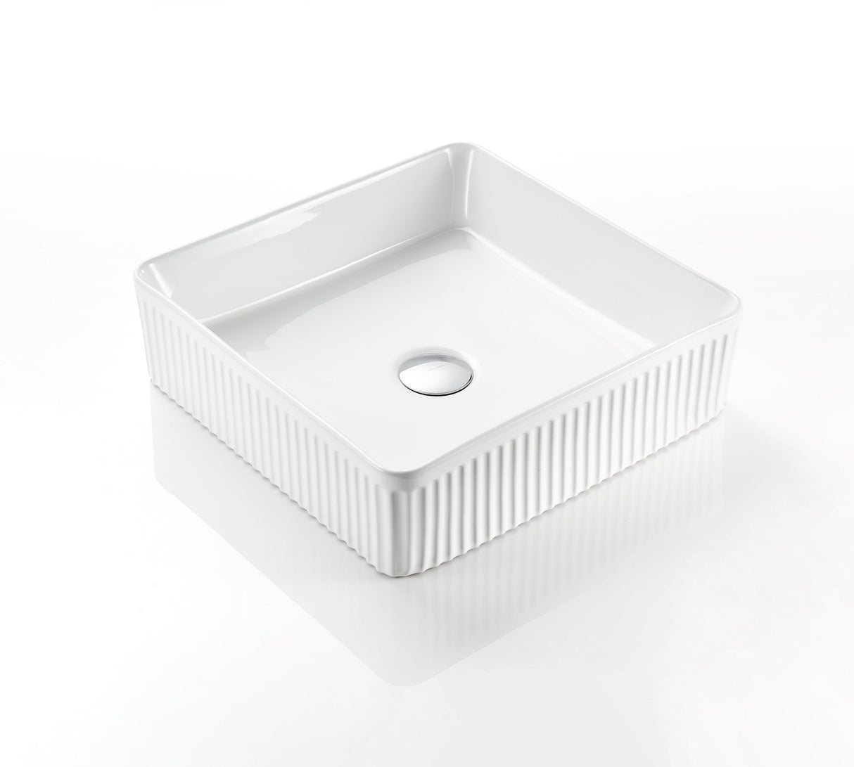 VITO Athena Fluted Square Premium Ceramic Above-Counter Basin400*400*130mm ATH4040SQ-GW/MB — detail 3