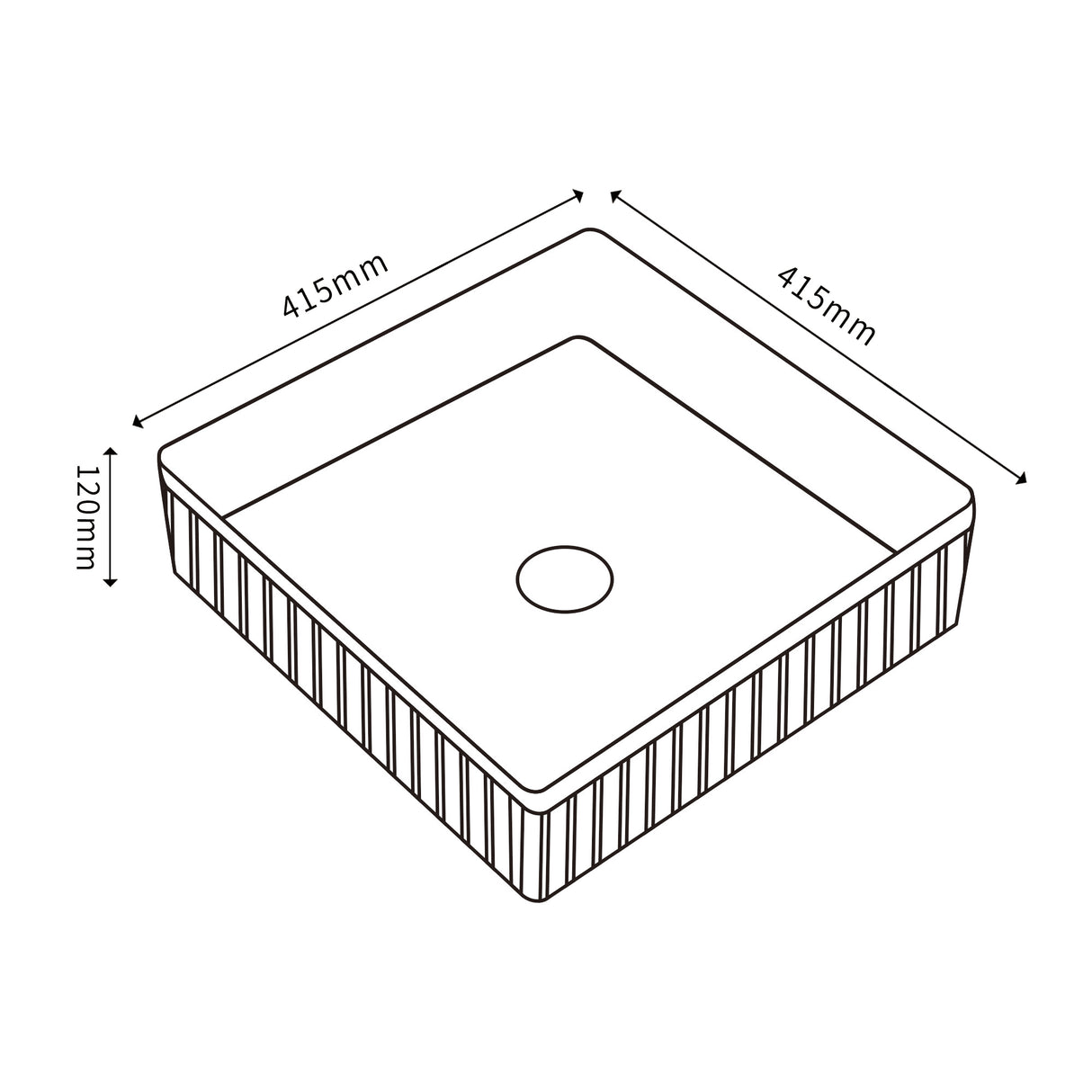 CA415SQ Above Counter Cascade Fluted Square Art Basin(Square: 435*435*150mm) — detail 2