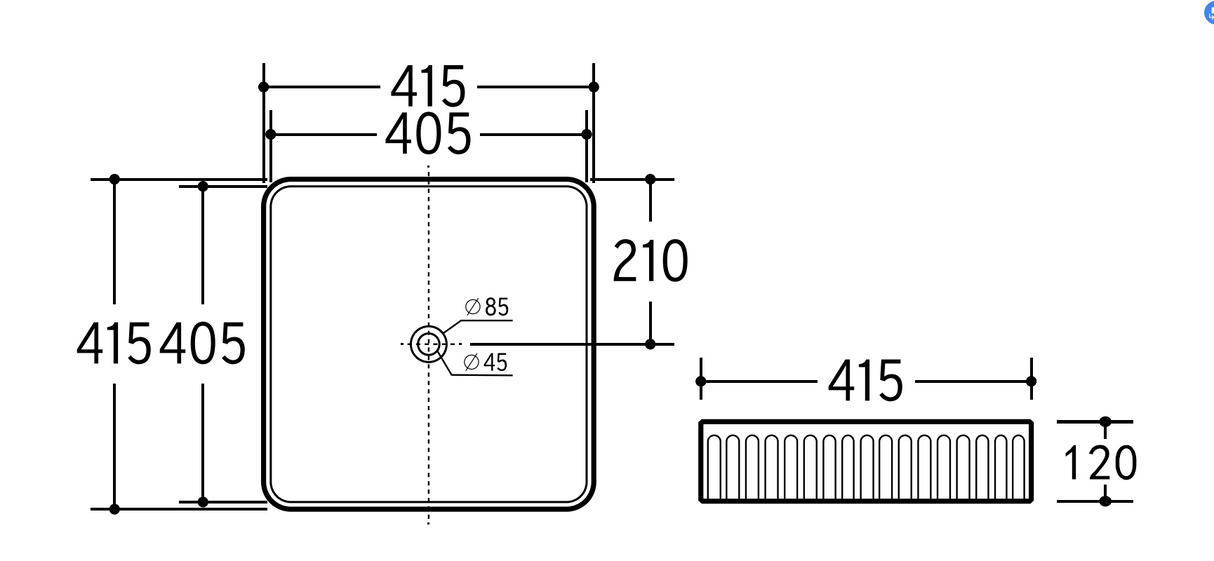 CA415SQ Above Counter Cascade Fluted Square Art Basin(Square: 435*435*150mm) — detail 3