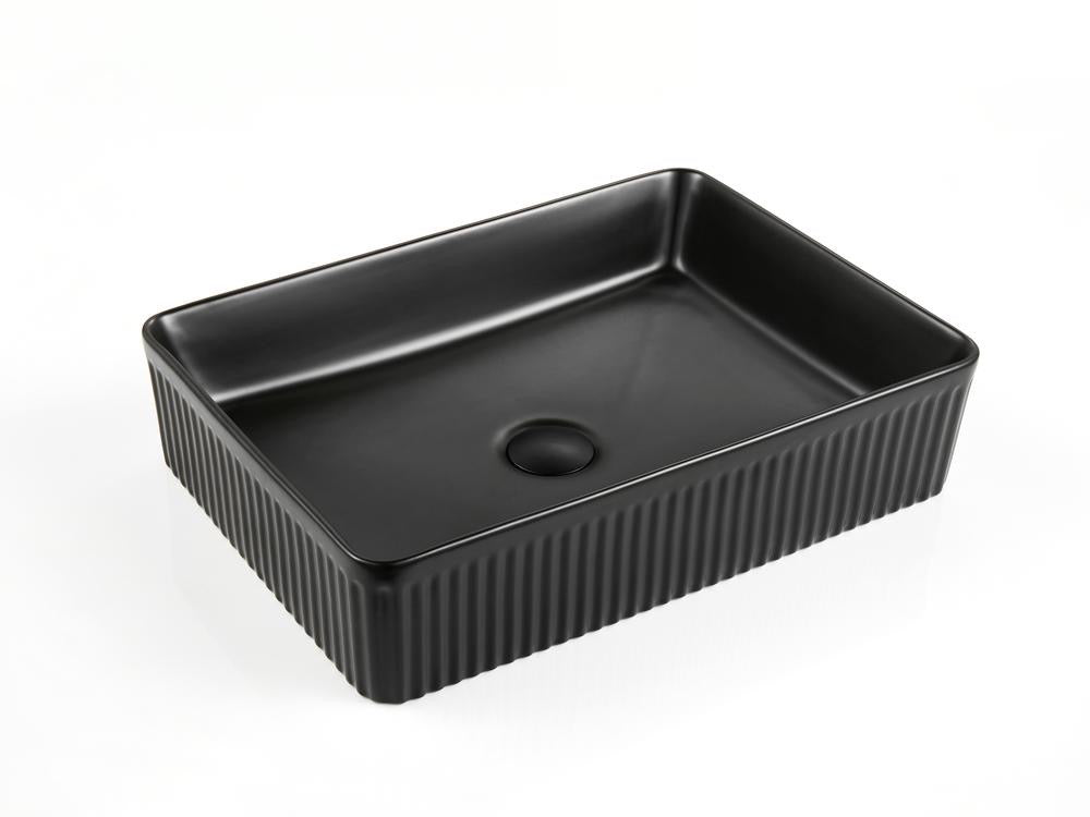 VITO Athena Fluted Rectangular Premium Ceramic Above-Counter Basin 500*380*120mm ATH5038-GW/MW/MB — detail 4