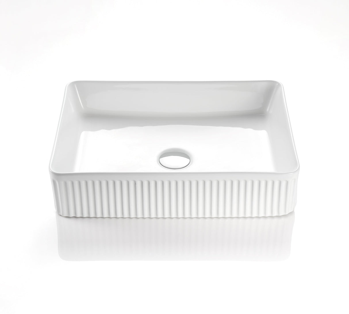 VITO Athena Fluted Rectangular Premium Ceramic Above-Counter Basin 500*380*120mm ATH5038-GW/MW/MB — detail 3
