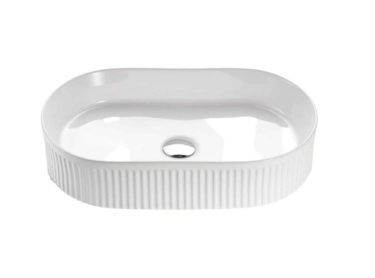 VITO Athena Fluted Oval Premium Ceramic Above-Counter Basin 590*370*100mm ATH5937-GW/MW/MB — detail 6
