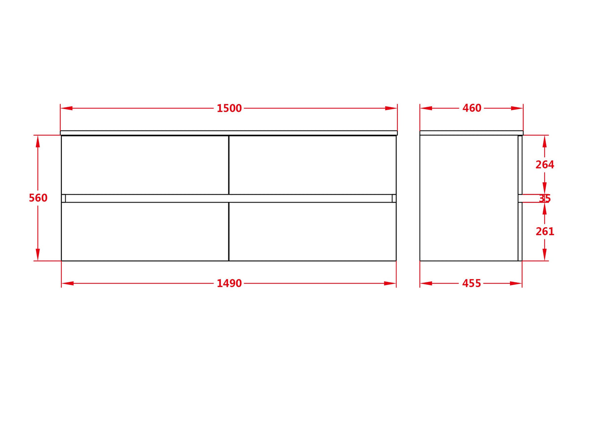 Stella Wall-Hung PVC Vanity Cabinet Only OAK1521-WH-Cab (Double Bowl) — detail 3
