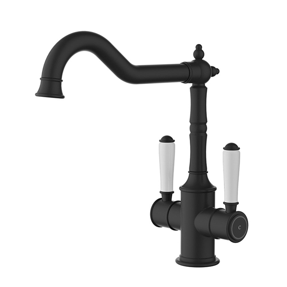 Clasico Sink Mixer Twin Handle Matt Black Matt Black