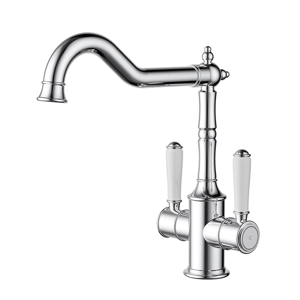 Clasico Sink Mixer Twin Handle Chrome / Ceramic Handle Chrome
