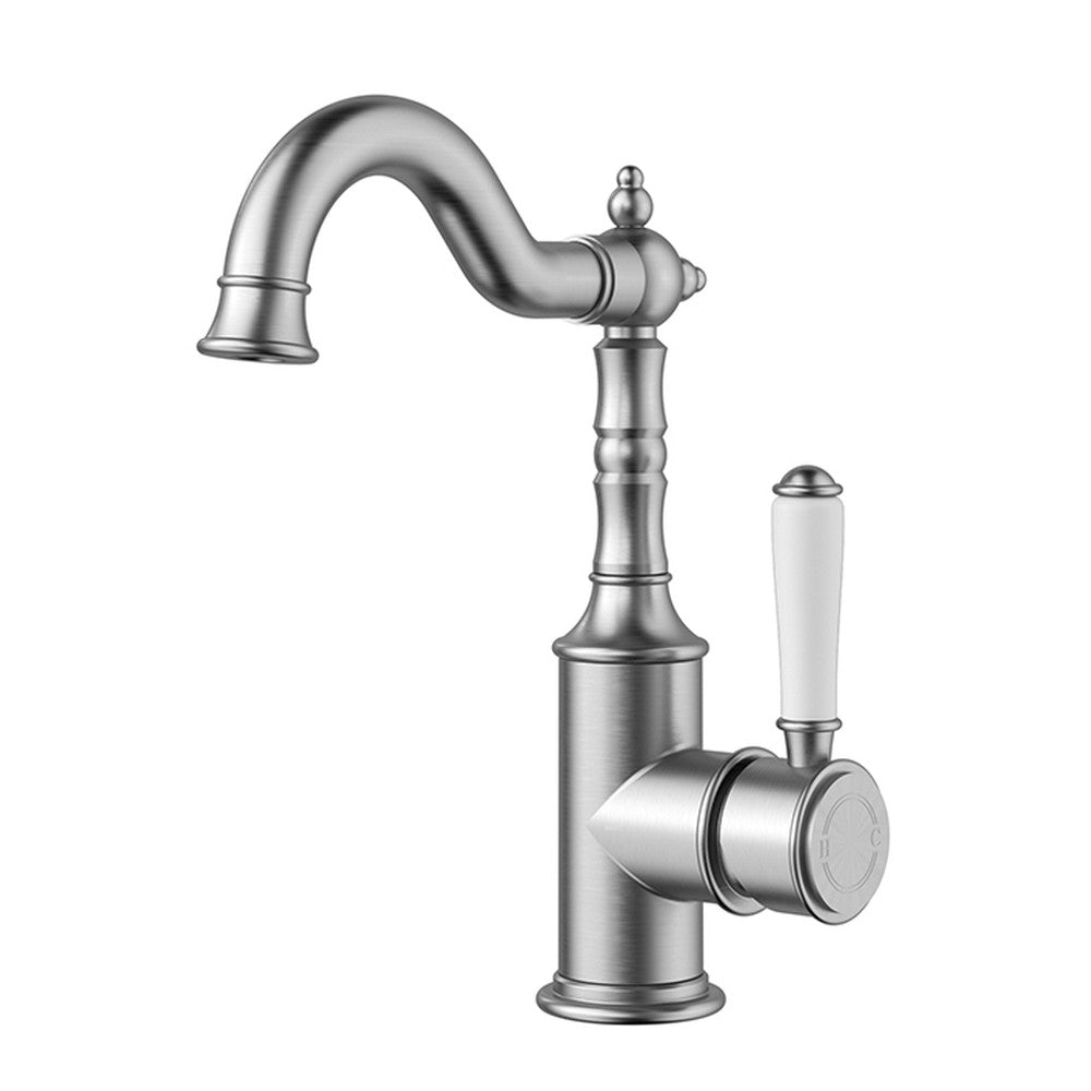 Clasico Basin Mixer Brushed Nickel / Ceramic Handle Brushed Nickel