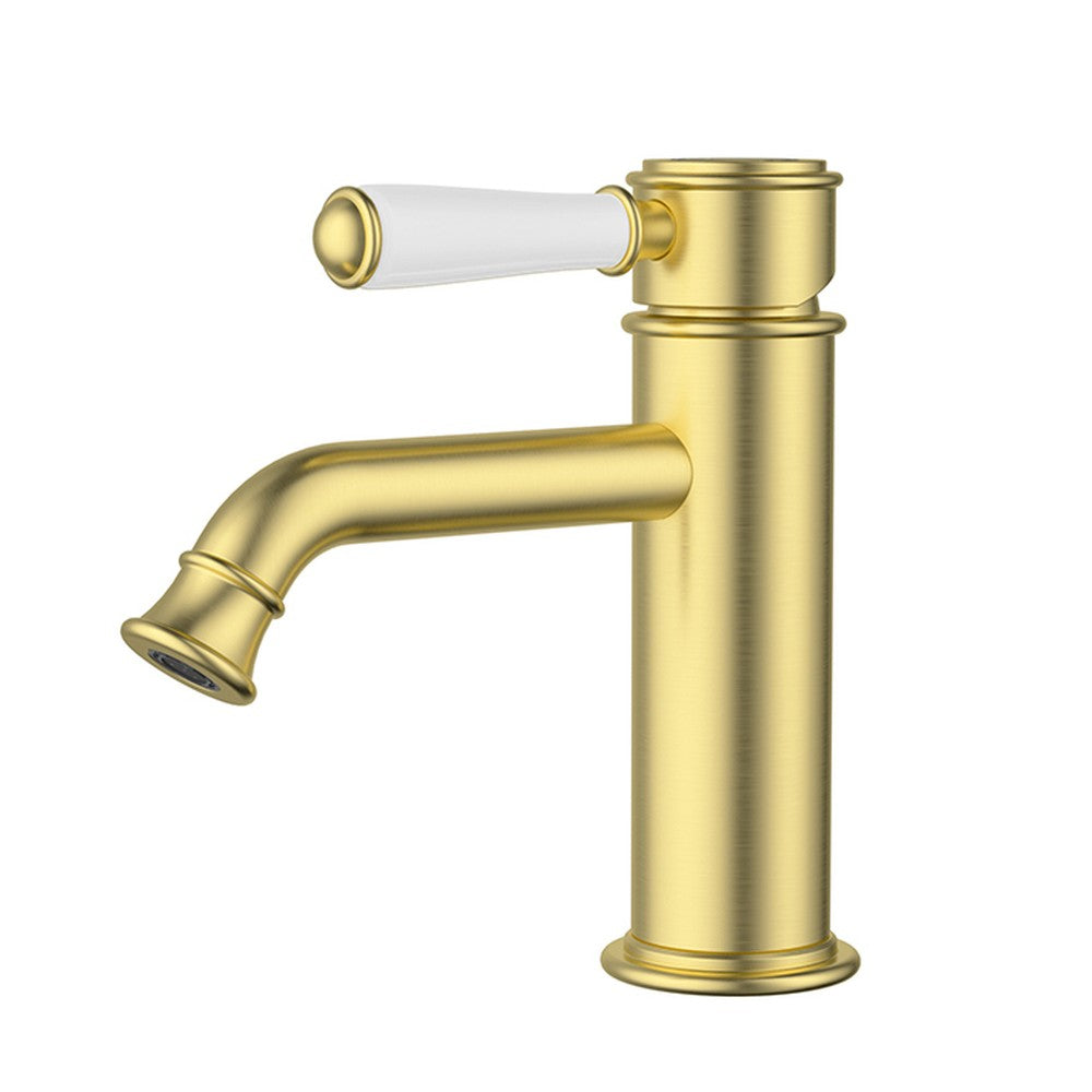 Clasico Basin Mixer Brushed Gold / Ceramic Handle Brushed Gold