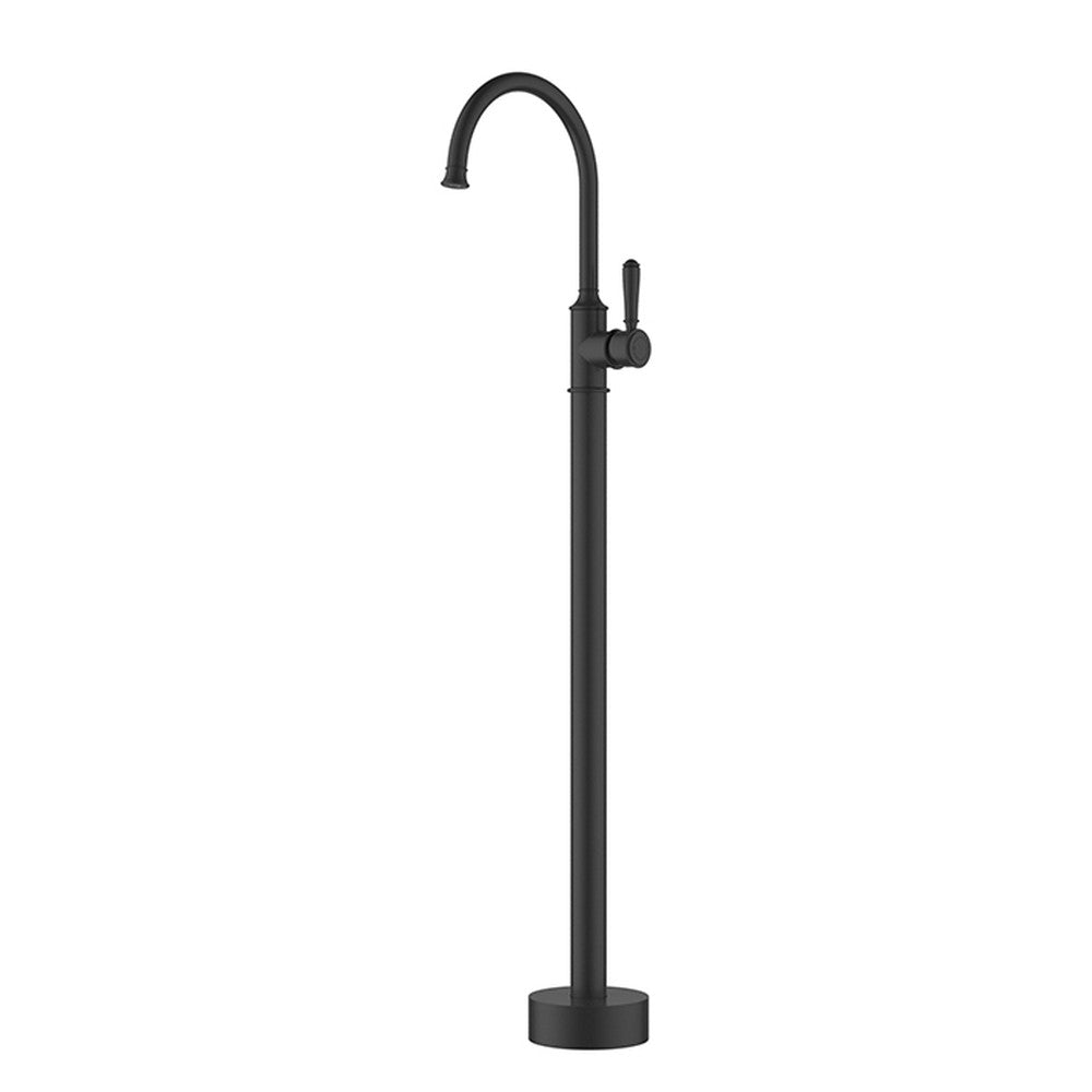 Clasico free standing gooseneck bath mixer in Matt Black Matt Black