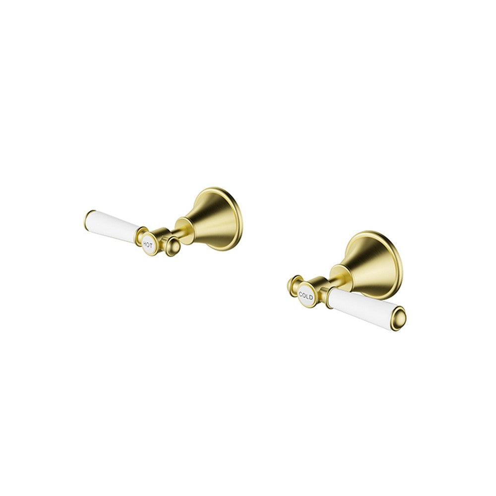 Clasico Wall Top Assemblies Ceramic Hahdle In Brushed Gold Lead Free Brushed Gold