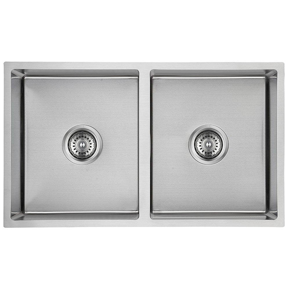Cora Double Bowl Undermount Sink 93 degree 750mm Chrome