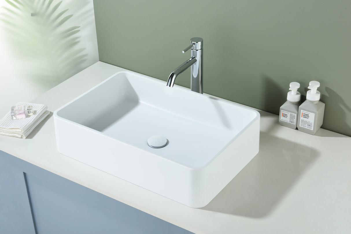 Quartz QZ6040 Above Counter Basin Pop up Waste Included(Rectangle: 600*400*140mm)