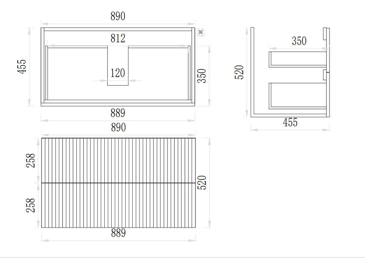 VITO EDINA WALL HUNG VANITY With Soft Closing Drawers 890*355*520mm EDI93W-CO/PO — detail 3