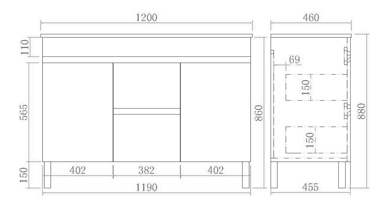 Evie Oak Free-Standing PVC Vanity EV124DL-OAK — detail 2