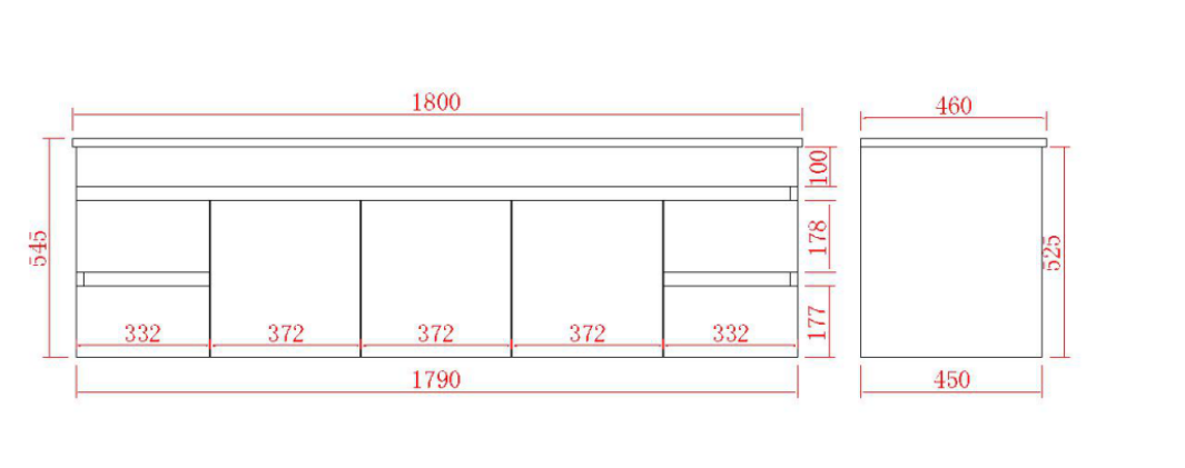 Evie Oak Wall-Hung PVC Vanity EV184WH-OAK — detail 2
