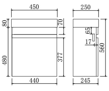 Evie Wall-Hung PVC Vanity EV42WH-OAK-PT — detail 2
