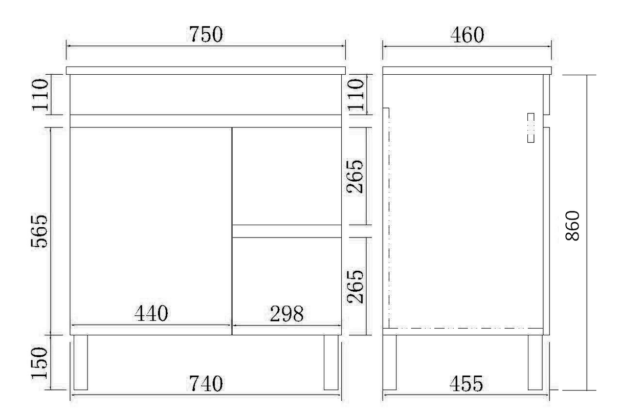 Evie Oak Free-Standing PVC Vanity EV74RL-OAK — detail 5