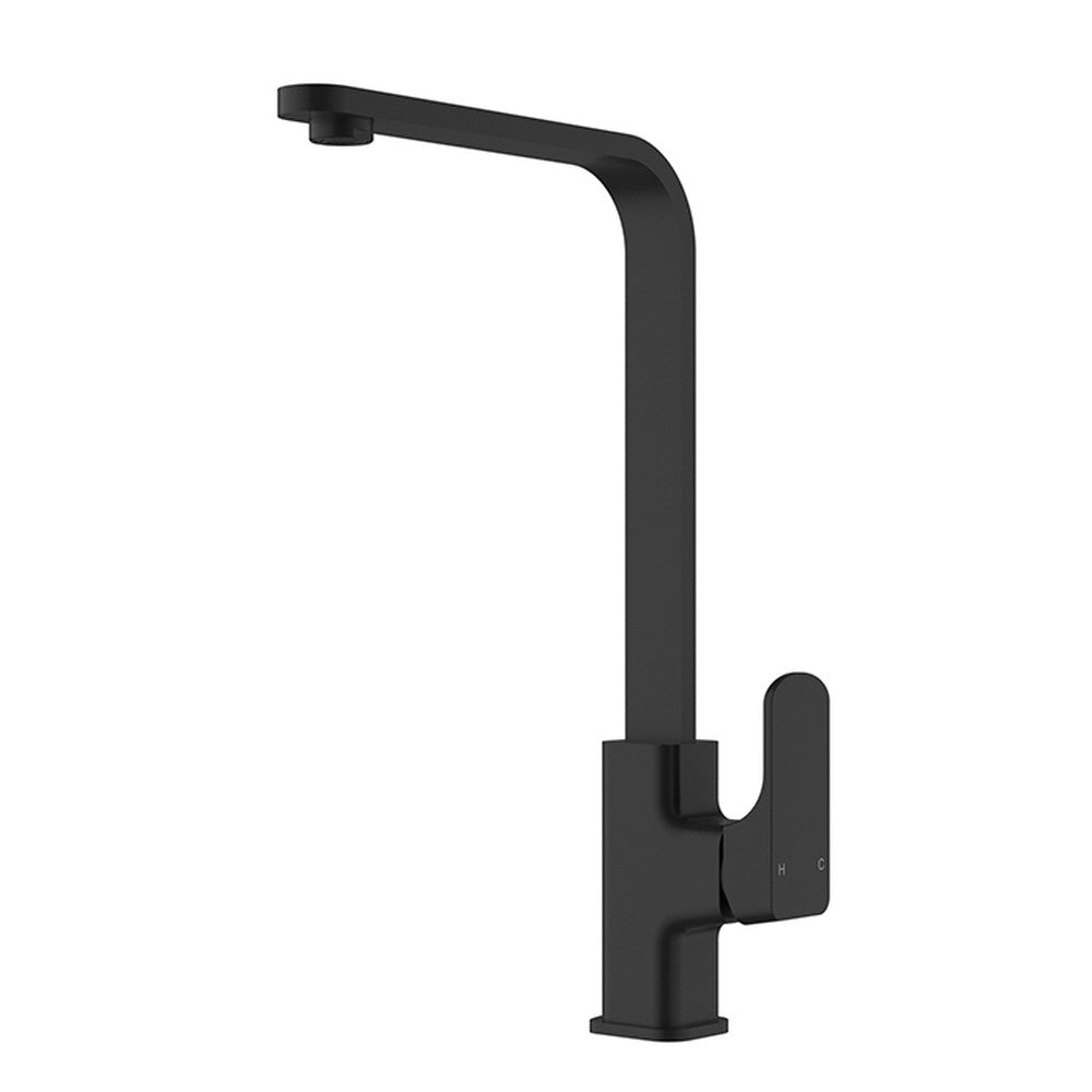 Eden Round Cornered Rectangle Handle Sink Mixer Matt Black Lead Free Matt Black