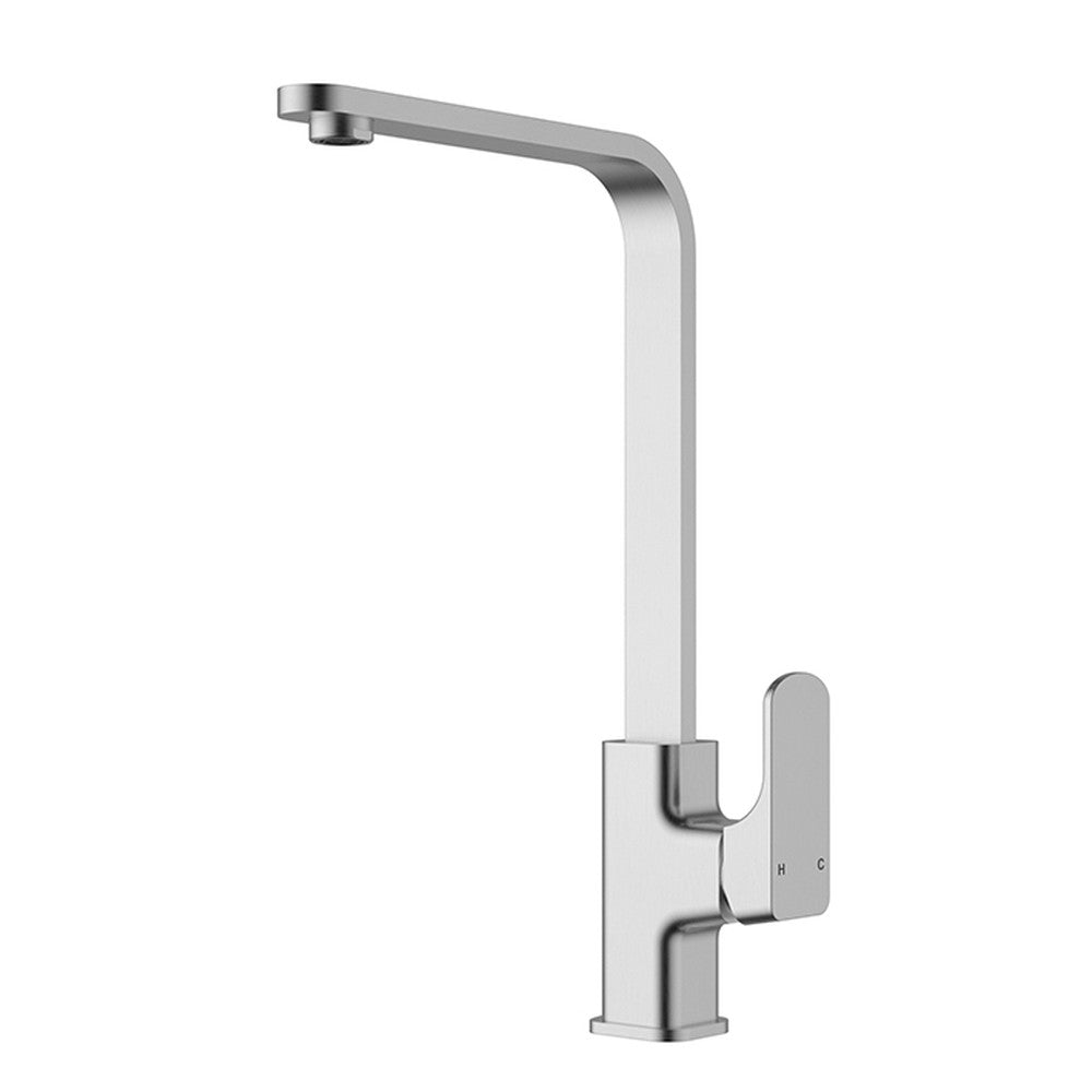 Eden Round Cornered Rectangle Handle Sink Mixer Brushed Nickel Lead Free Brushed Nickel