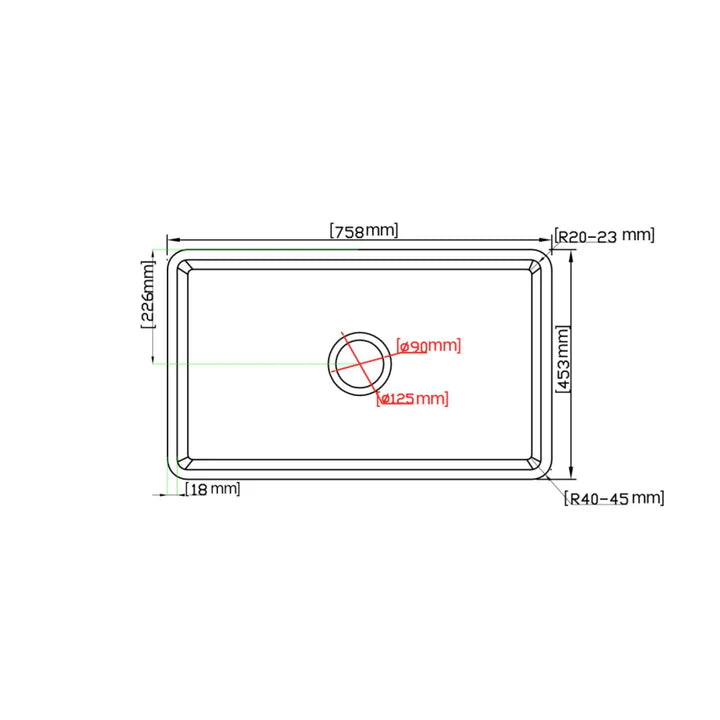 Kensington Fireclay farrmhouse sink 758*453*254mm (FCS758) — detail 8