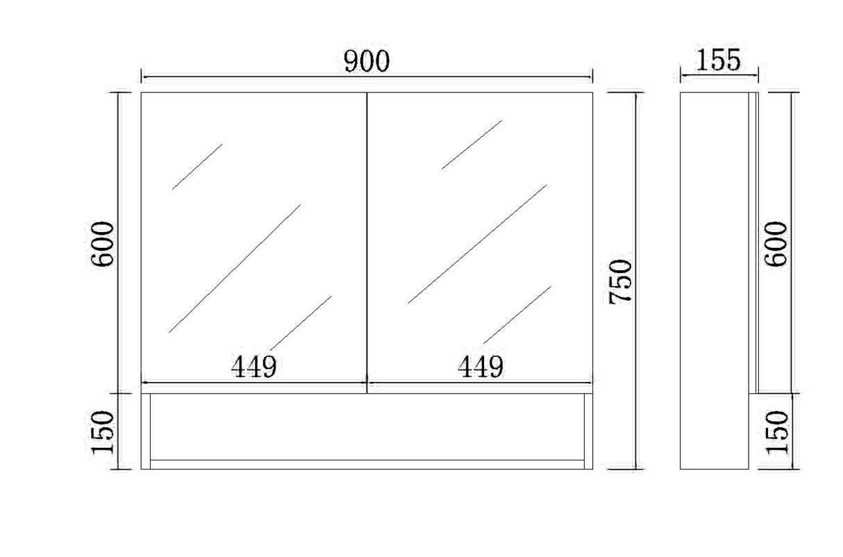 Fremantal PVC Shaving Cabinet 600/750/900/1200/1500 FSV600-1500-MW/MB — detail 15