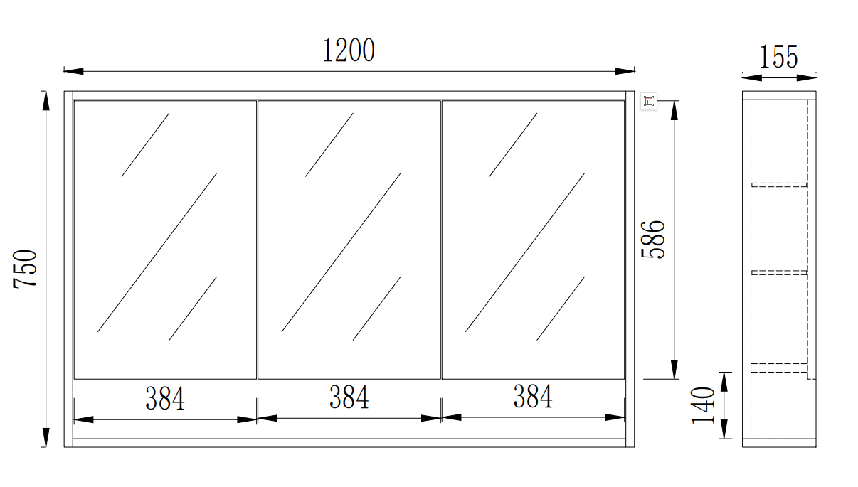 Gallio Shaving Cabinet 600/750/900/1200/1500 GALSV600/750/900/1200/1500-CO/PO — detail 10