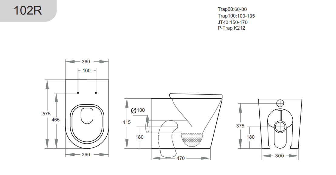 KDK102R Avis Rimless Wall Faced Floor Pan — detail 2