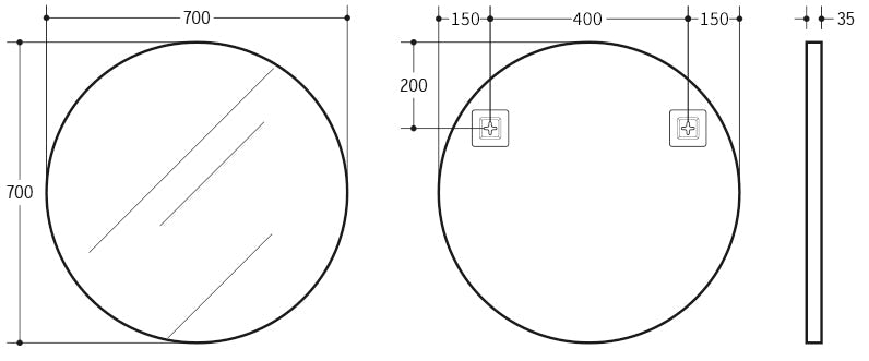 Vetra Aluminum Framed Mirror 5mm Copper Free with Safety Film 600/700/800 VRFM600/700/800-MB/BG/BN/GM — detail 8