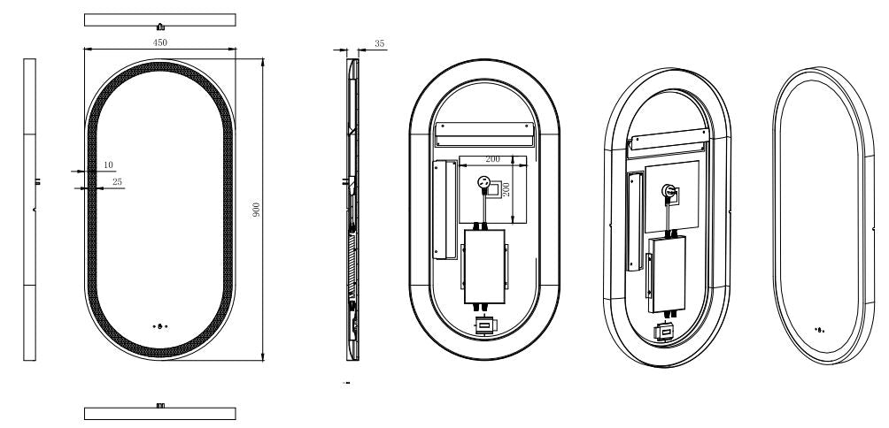 Lirra Iron Framed LED Mirror Electroplated 450/600mm LOFM4590/LOFM60100-MB/BG/BN/GM — detail 10