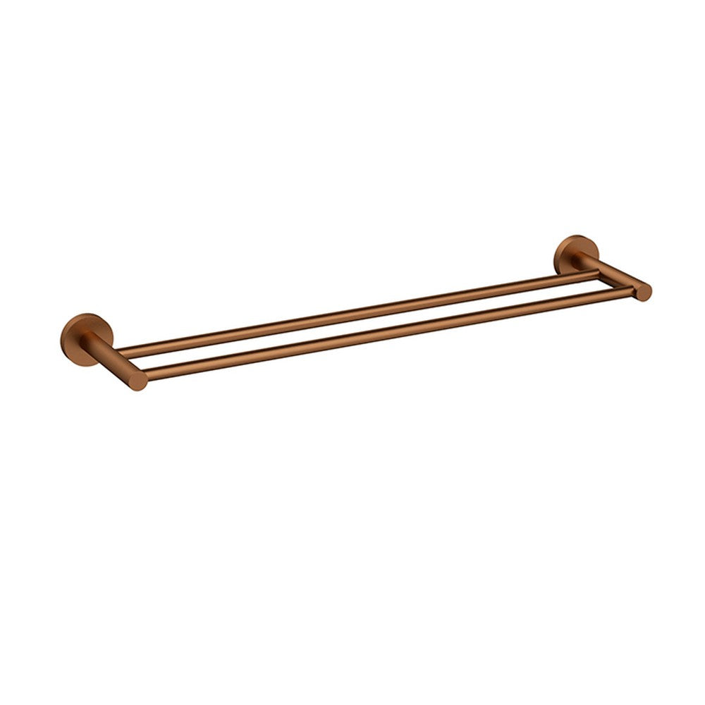 Otus Slimline Double Towel Rail 600 mm In Brushed Copper Brushed Copper