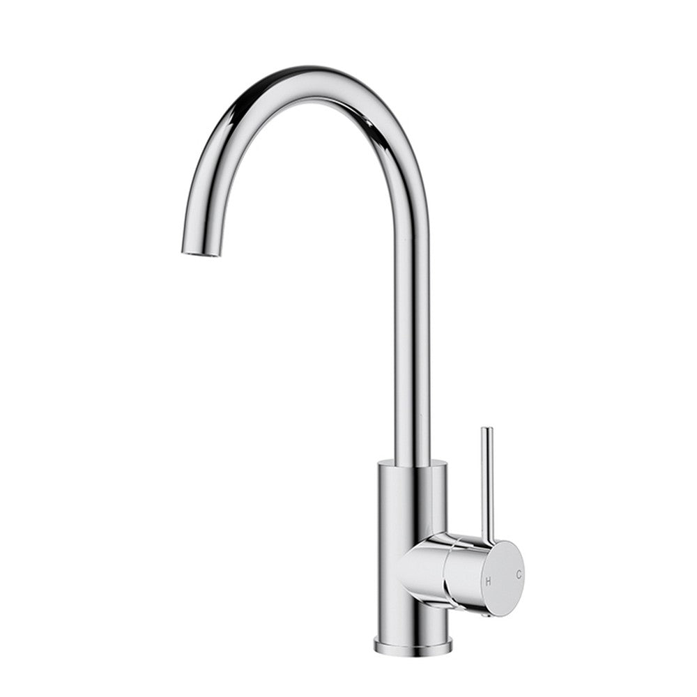 Otus Slimline SS304 Sink Mixer Gooseneck Chrome Chrome