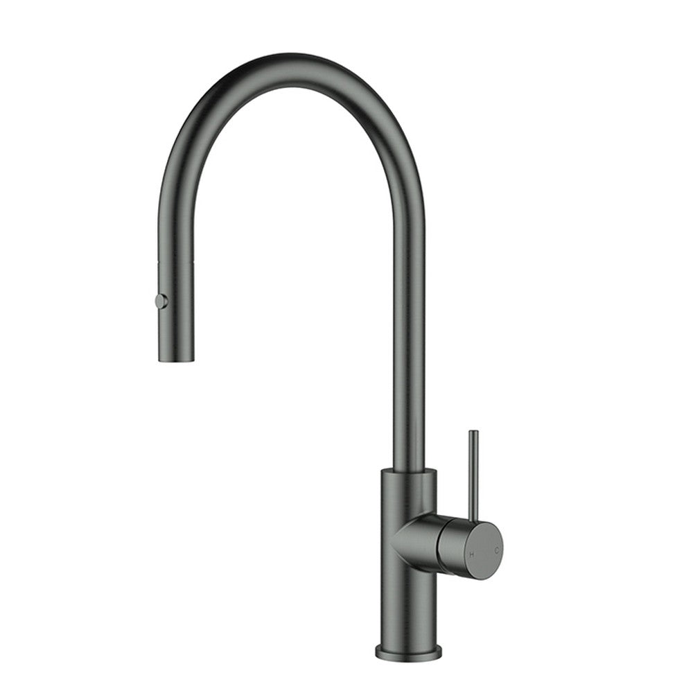Otus Slimline ss Gooseneck Pull-Out Sink Mixer In Gun Metal Gun Metal