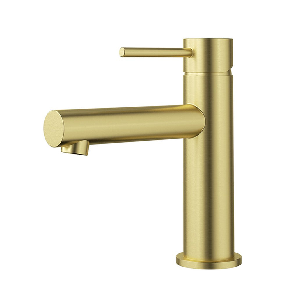 Otus Slimline SS304 Basin Mixer Straight Spout Brushed Gold Brushed Gold